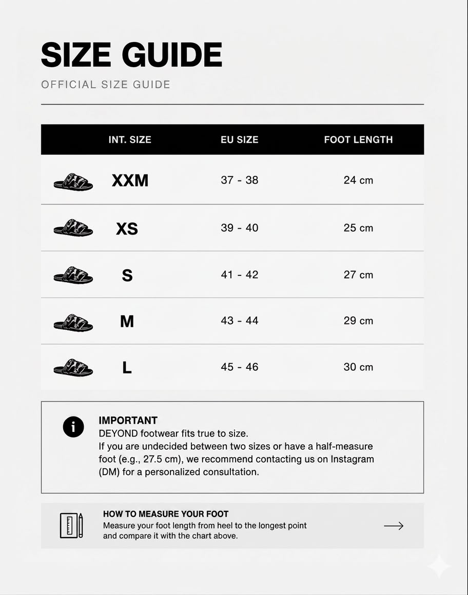 DEYOND size chart